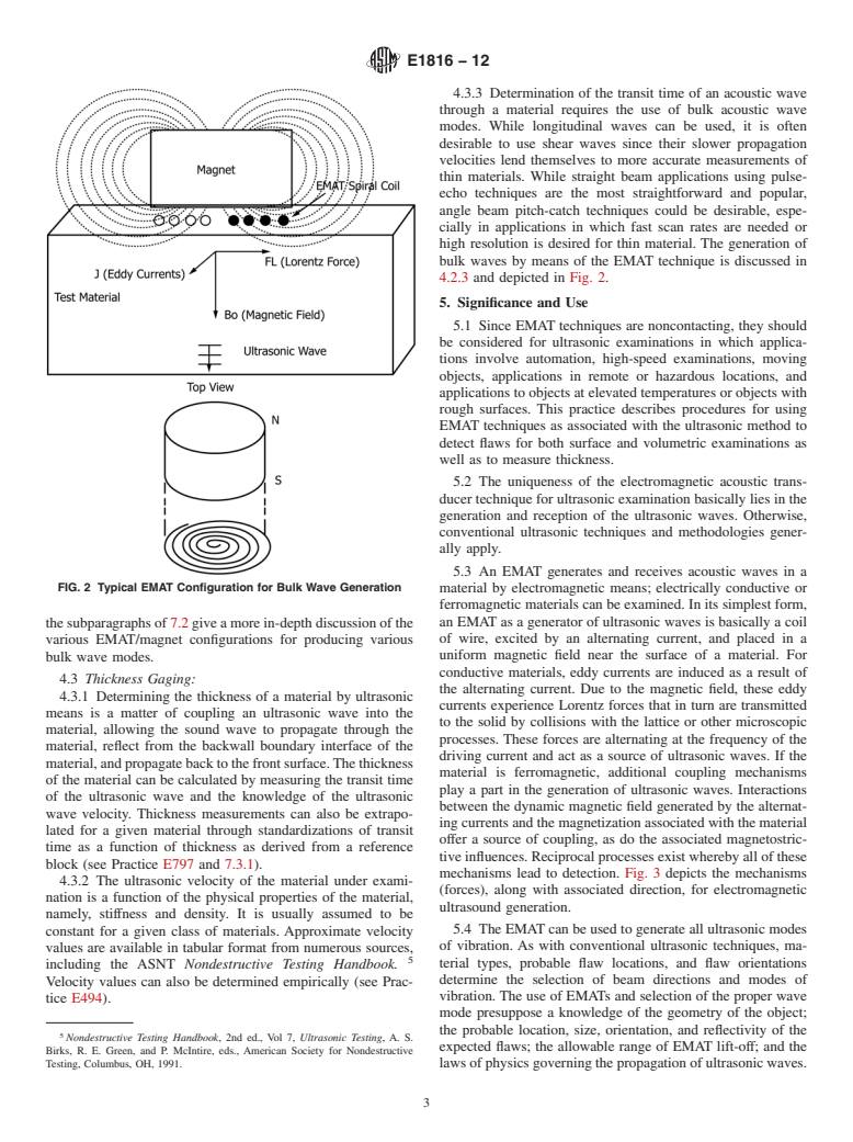 ASTM E1816-12 - Standard Practice for  Ultrasonic Testing Using Electromagnetic Acoustic Transducer  (EMAT) Techniques