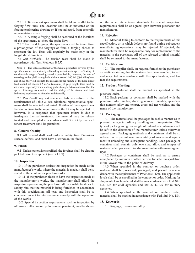 ASTM B91-97 - Standard Specification for Magnesium-Alloy Forgings