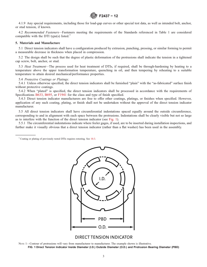 REDLINE ASTM F2437-12 - Standard Specification for  Carbon and Alloy Steel Compressible-Washer-Type Direct Tension  Indicators  for Use with Cap Screws, Bolts, Anchors, and Studs