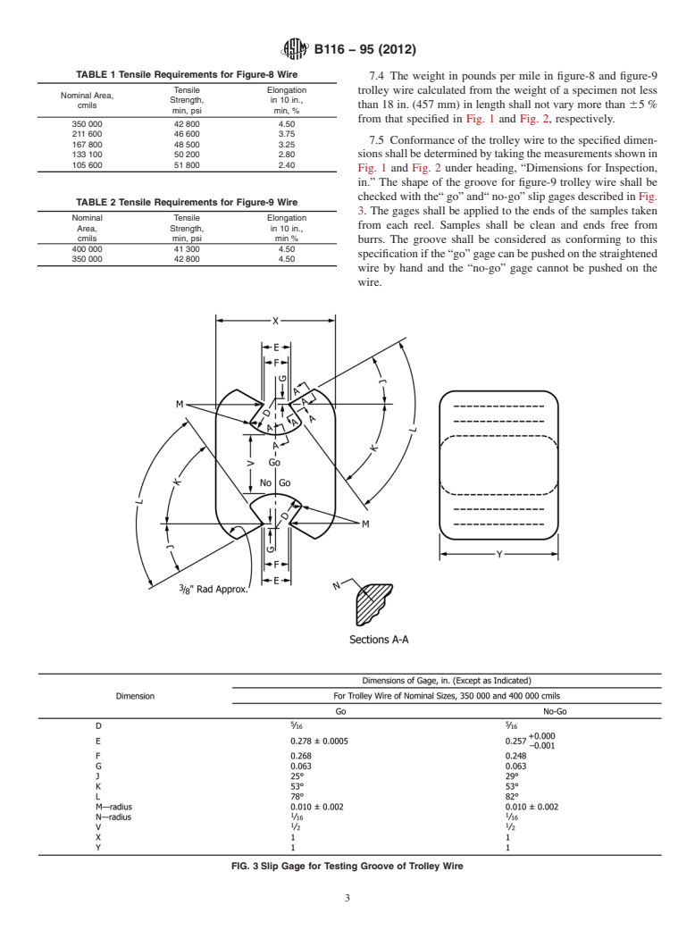 ASTM B116-95(2012) - Standard Specification for  Figure-9 Deep-Grooved and Figure-8 Copper Trolly Wire for Industrial   Haulage