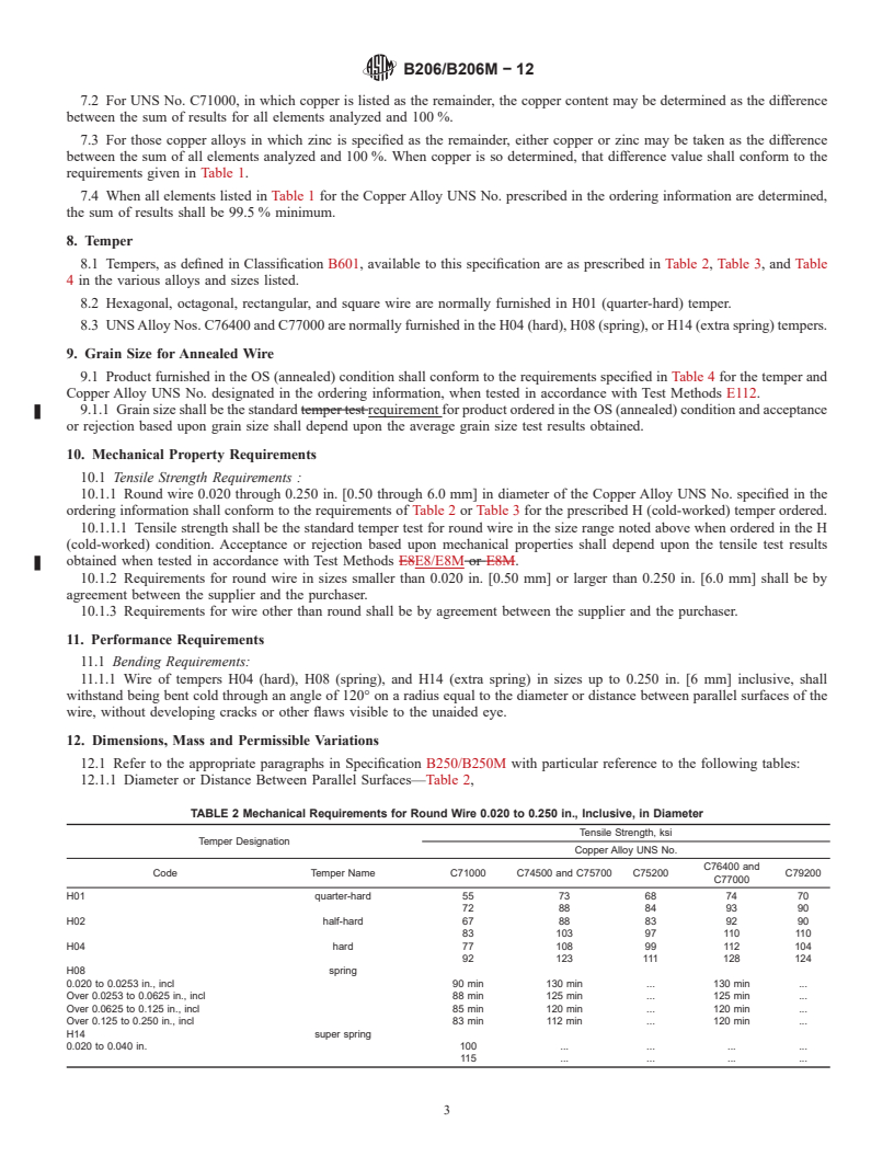 REDLINE ASTM B206/B206M-12 - Standard Specification for Copper-Nickel-Zinc (Nickel Silver) Wire and Copper-Nickel Alloy Wire