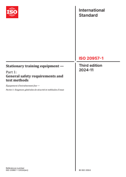ISO 20957-1:2024 - Stationary training equipment — Part 1: General safety requirements and test methods
Released:11/15/2024 - Page 1 preview