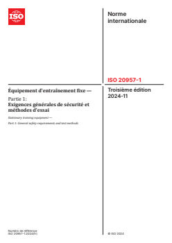 ISO 20957-1:2024 - Équipement d'entraînement fixe — Partie 1: Exigences générales de sécurité et méthodes d'essai
Released:11/15/2024 - Page 1 preview