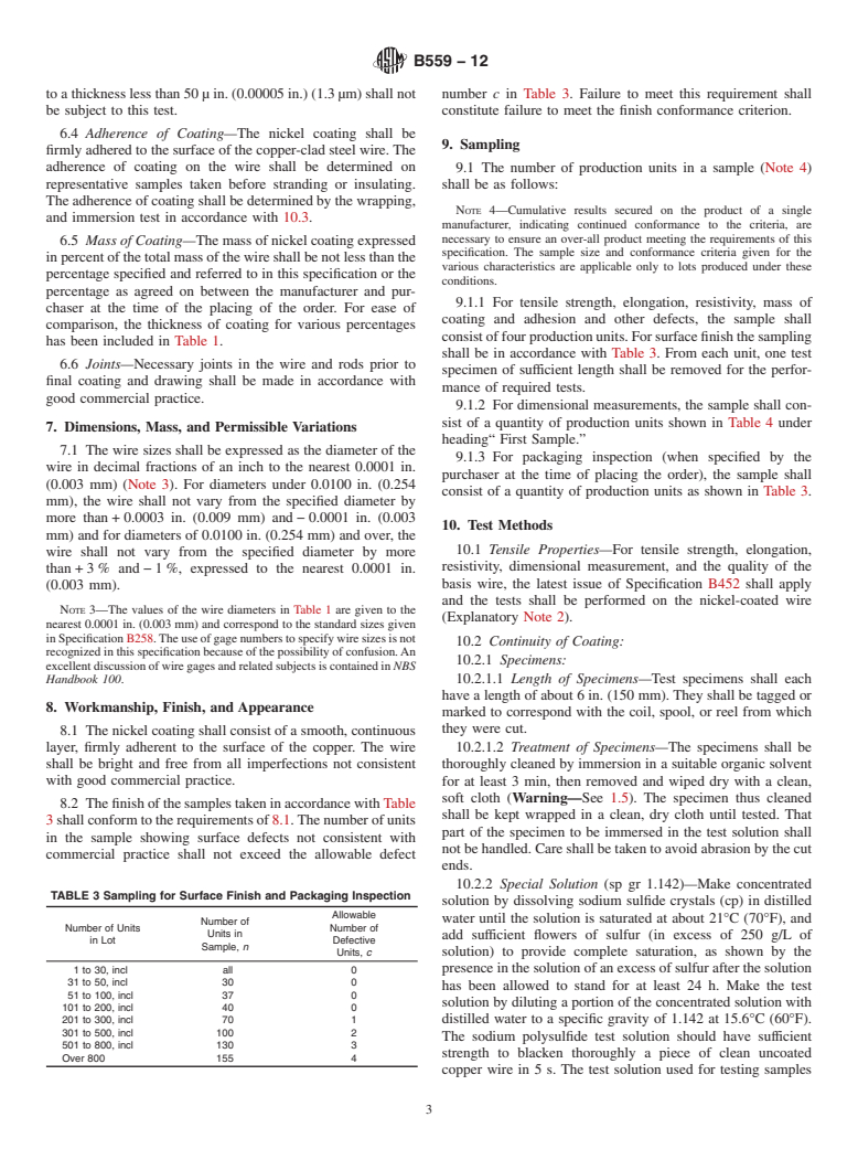 ASTM B559-12 - Standard Specification for Nickel-Coated, Copper-Clad Steel Wire for Electronic Application