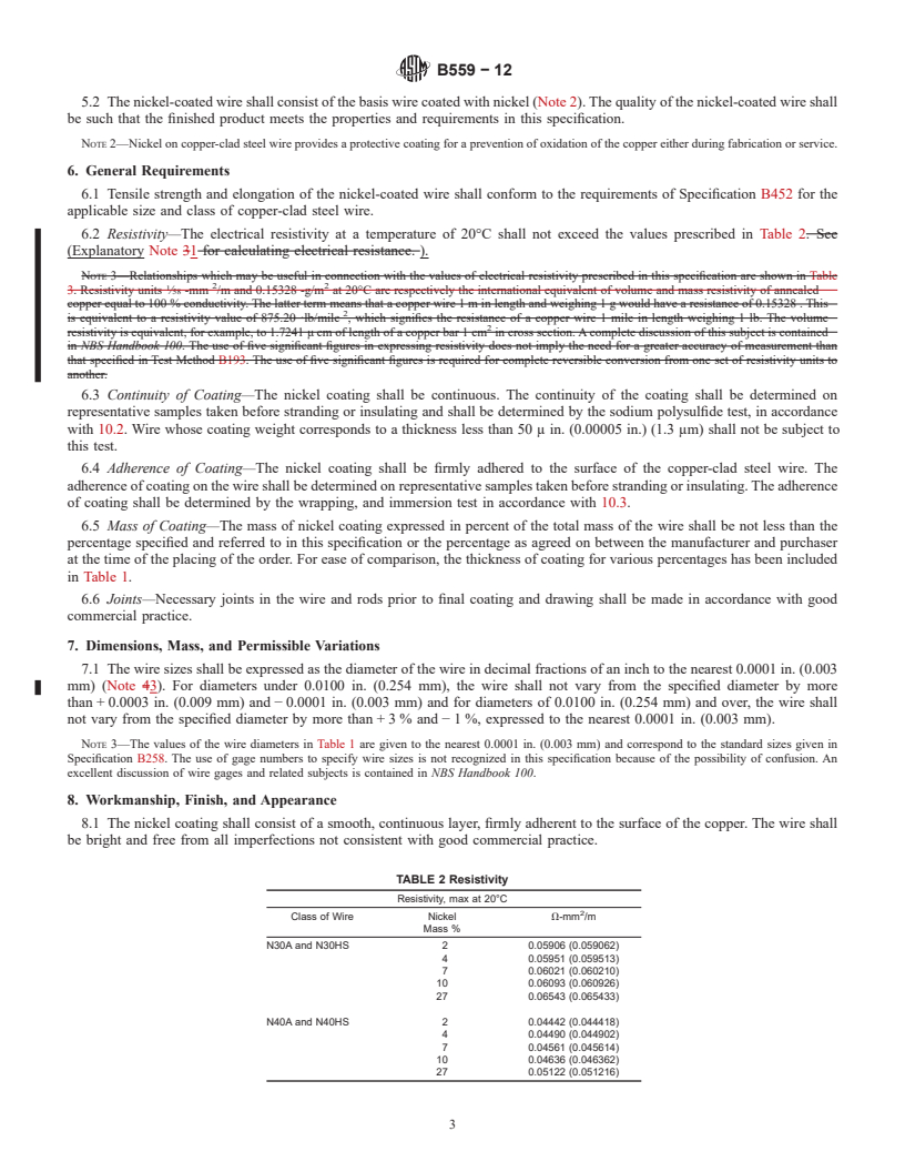 REDLINE ASTM B559-12 - Standard Specification for Nickel-Coated, Copper-Clad Steel Wire for Electronic Application