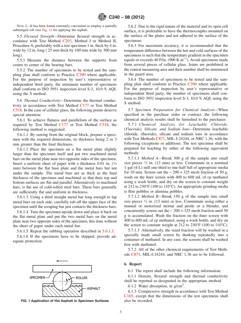 ASTM C240-08(2012) - Standard Test Methods of  Testing Cellular Glass Insulation Block