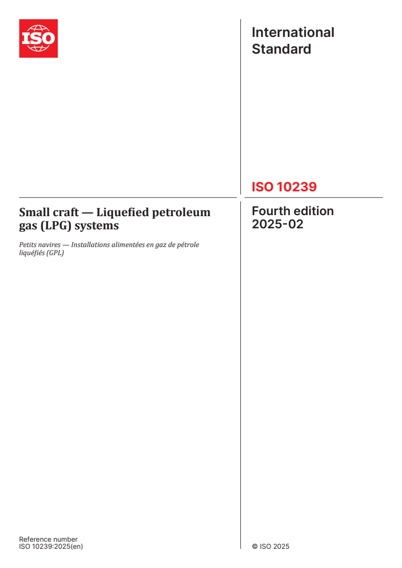 ISO 10239:2025 - Small craft — Liquefied petroleum gas (LPG) systems
Released:19. 02. 2025