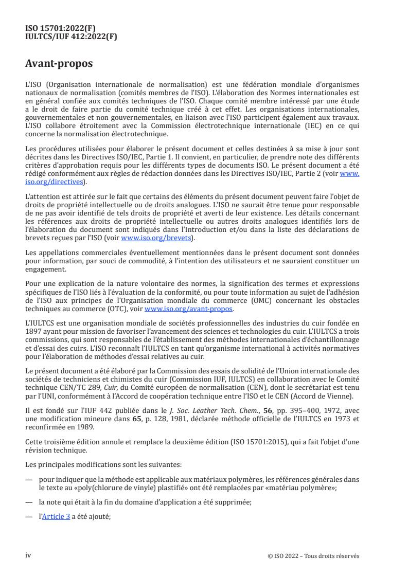 ISO 15701:2022 ISO 15701:2022 - Leather — Tests for colour fastness — Colour fastness to migration into polymeric material
Released:15. 07. 2022 - Page 4 preview
