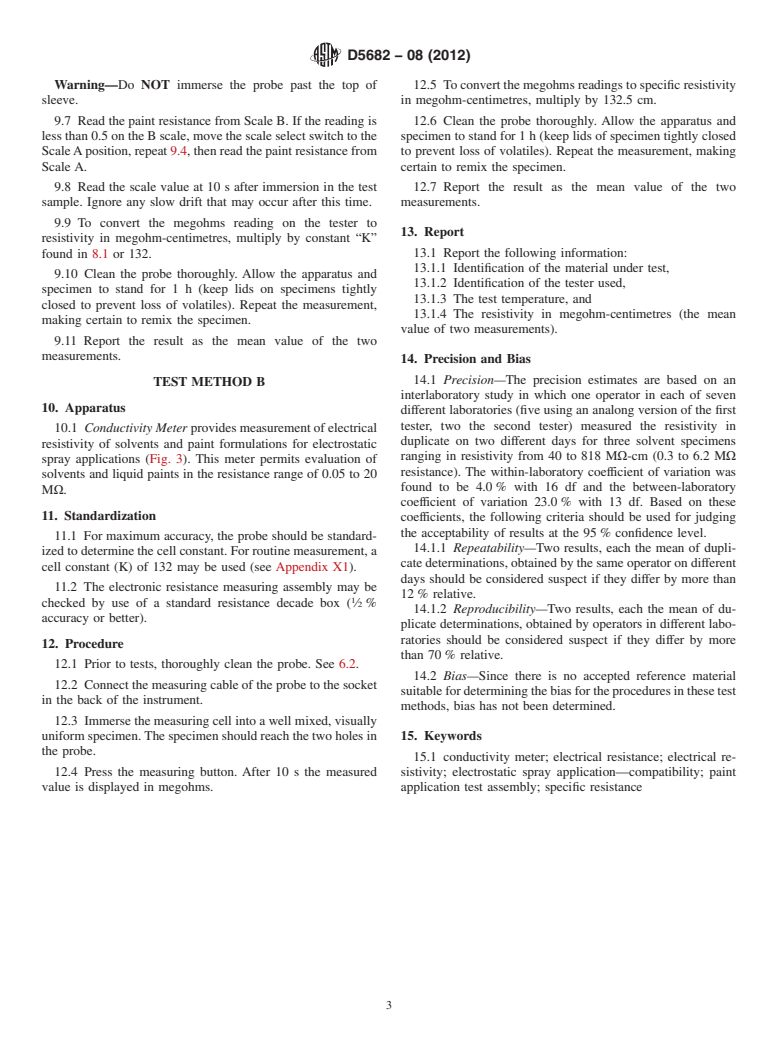 ASTM D5682-08(2012) - Standard Test Methods for  Electrical Resistivity of Liquid Paint and Related Materials