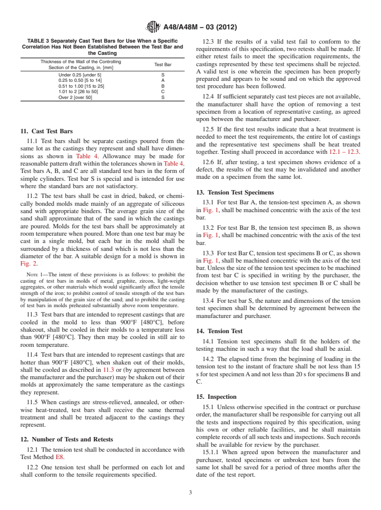 ASTM A48/A48M-03(2012) - Standard Specification for  Gray Iron Castings