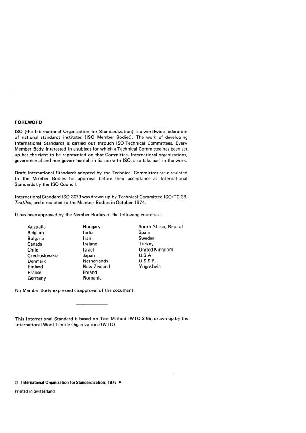 ISO 3073:1975 ISO 3073:1975 - Wool -- Determination of acid content - Page 2 preview