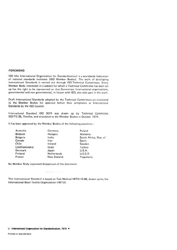 ISO 3074:1975 ISO 3074:1975 - Wool -- Determination of dichloromethane-soluble matter in combed sliver - Page 2 preview