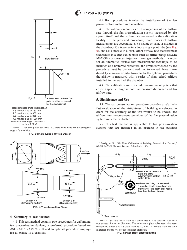 ASTM E1258-88(2012) - Standard Test Method for  Airflow Calibration of Fan Pressurization Devices