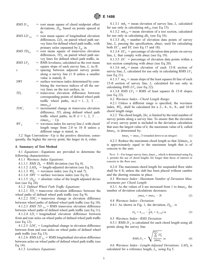 ASTM E1486-98 - Standard Test Method for Determining Floor Tolerances Using Waviness, Wheel Path and Levelness Criteria