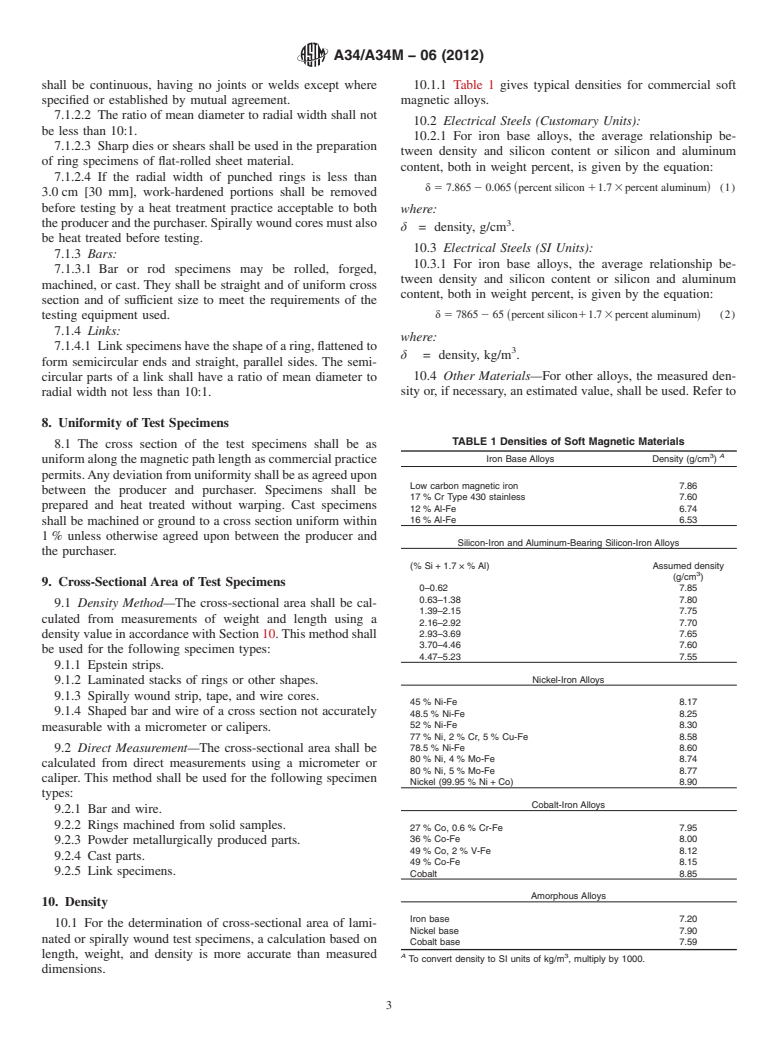 ASTM A34/A34M-06(2012) - Standard Practice for  Sampling and Procurement Testing of Magnetic Materials