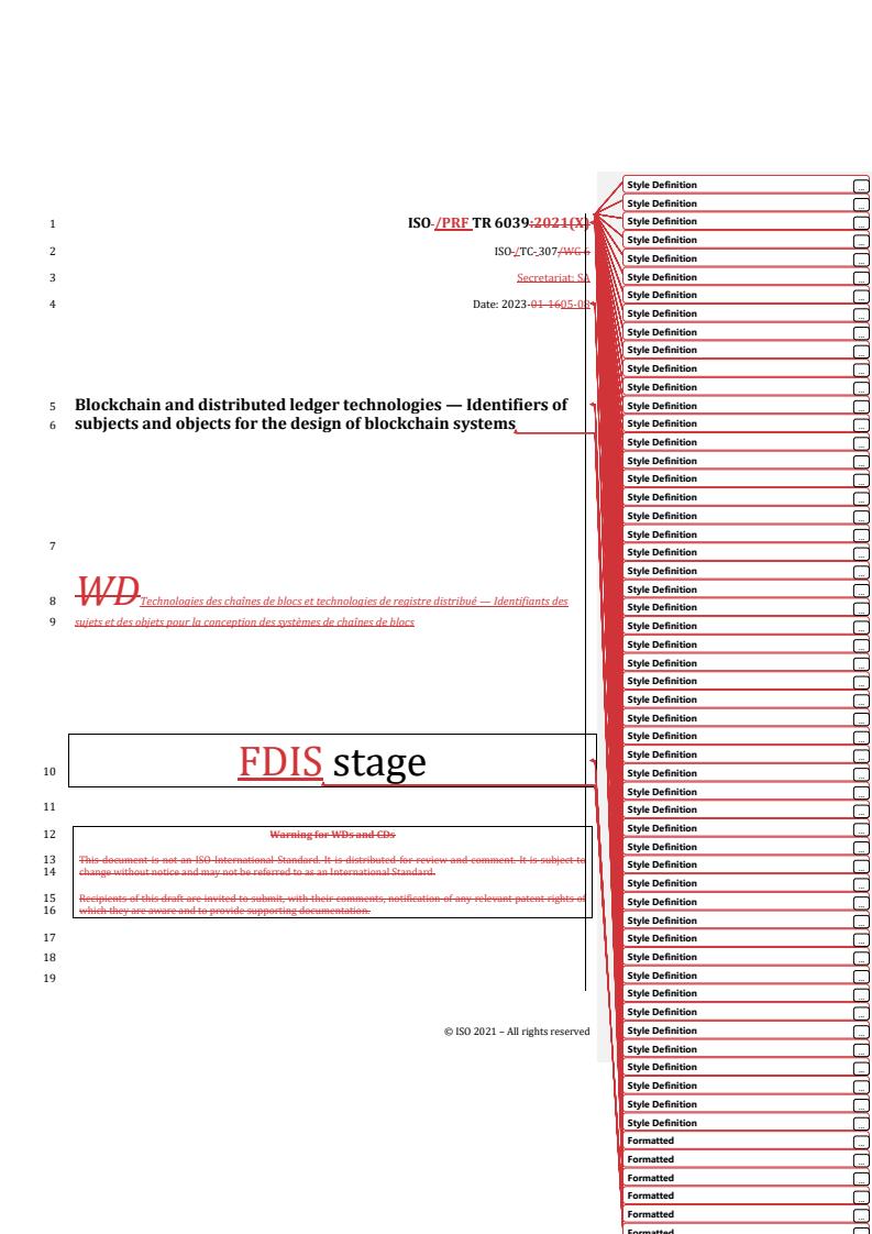 REDLINE ISO/PRF TR 6039 - Blockchain and distributed ledger technologies — Identifiers of subjects and objects for the design of blockchain systems
Released:9. 05. 2023