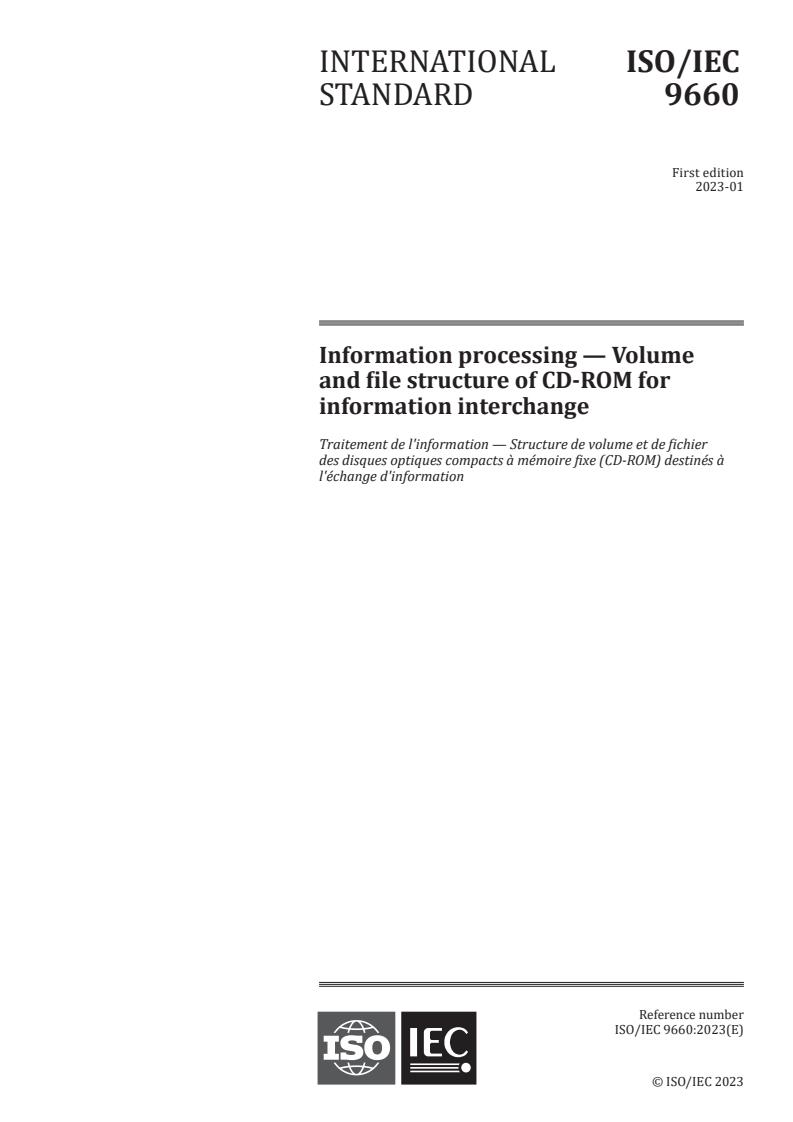 ISO/IEC 9660:2023 - Information processing — Volume and file structure of CD-ROM for information interchange
Released:1/31/2023