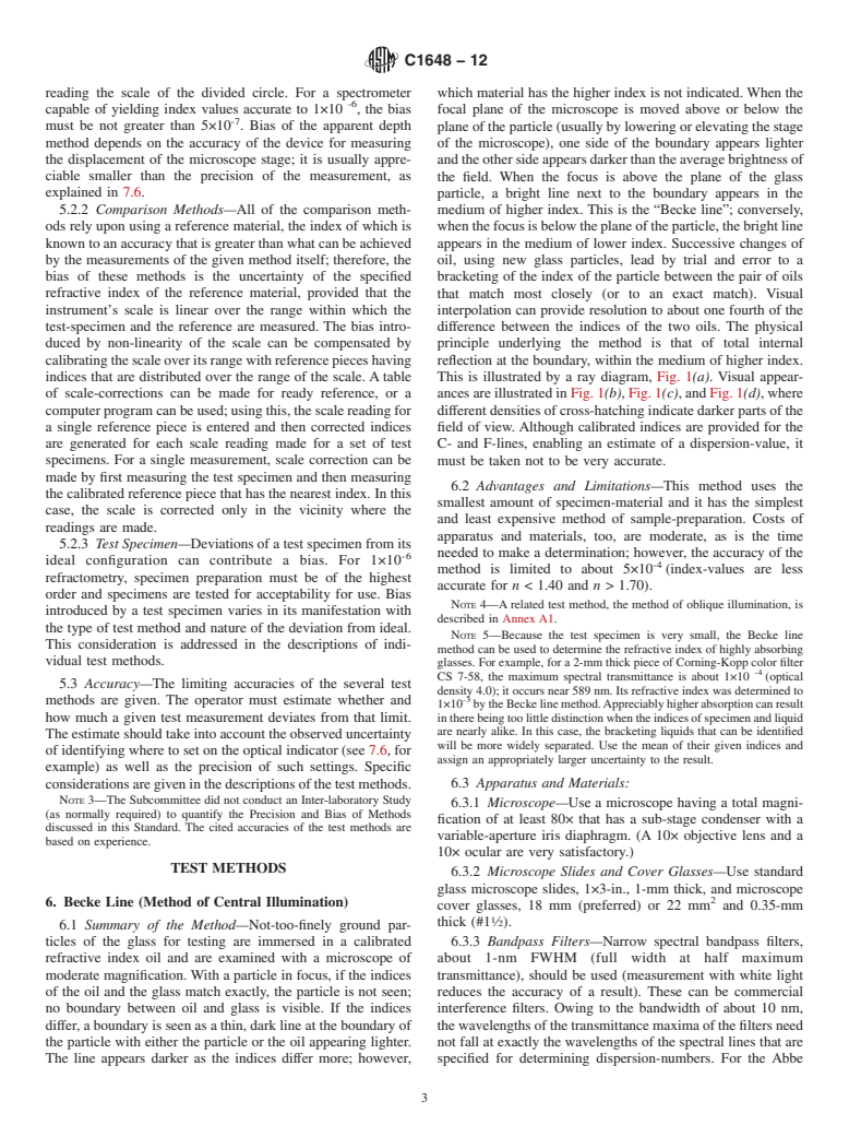 ASTM C1648-12 - Standard Guide for  Choosing a Method for Determining the Index of Refraction and   Dispersion of Glass