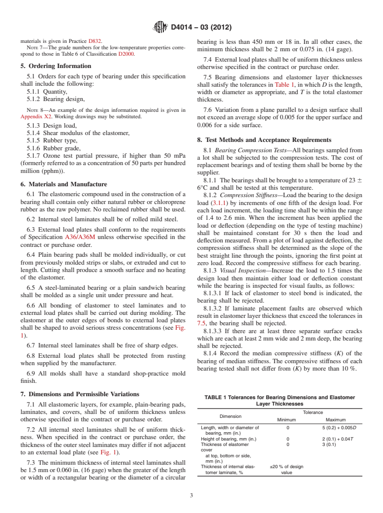 ASTM D4014-03(2012) - Standard Specification for Plain and Steel-Laminated Elastomeric Bearings for Bridges