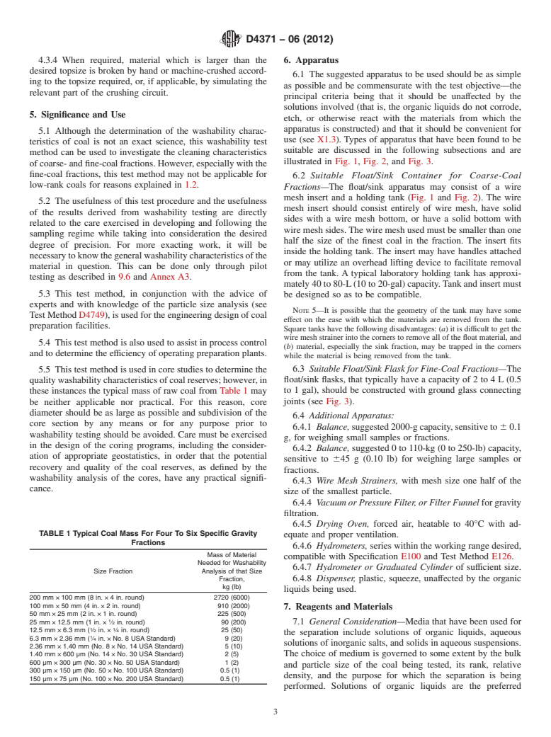 ASTM D4371-06(2012) - Standard Test Method for  Determining the Washability Characteristics of Coal