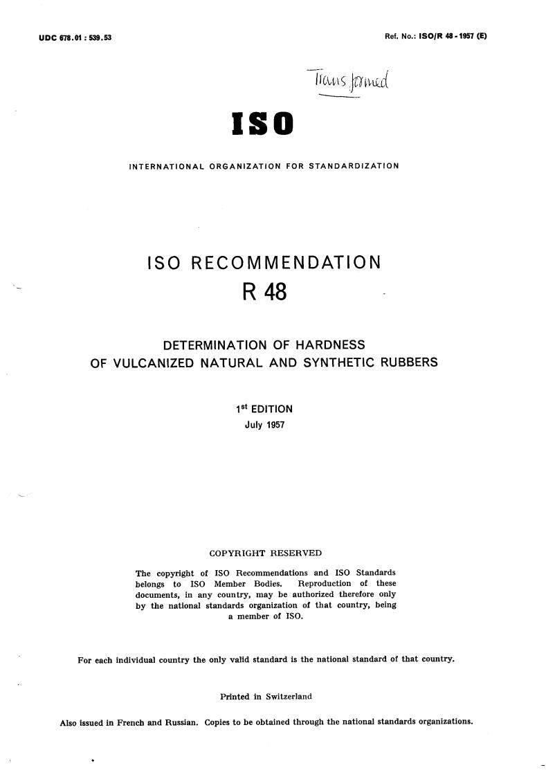 ISO/R 48:1957 - Title missing - Legacy paper document
Released:1/1/1957