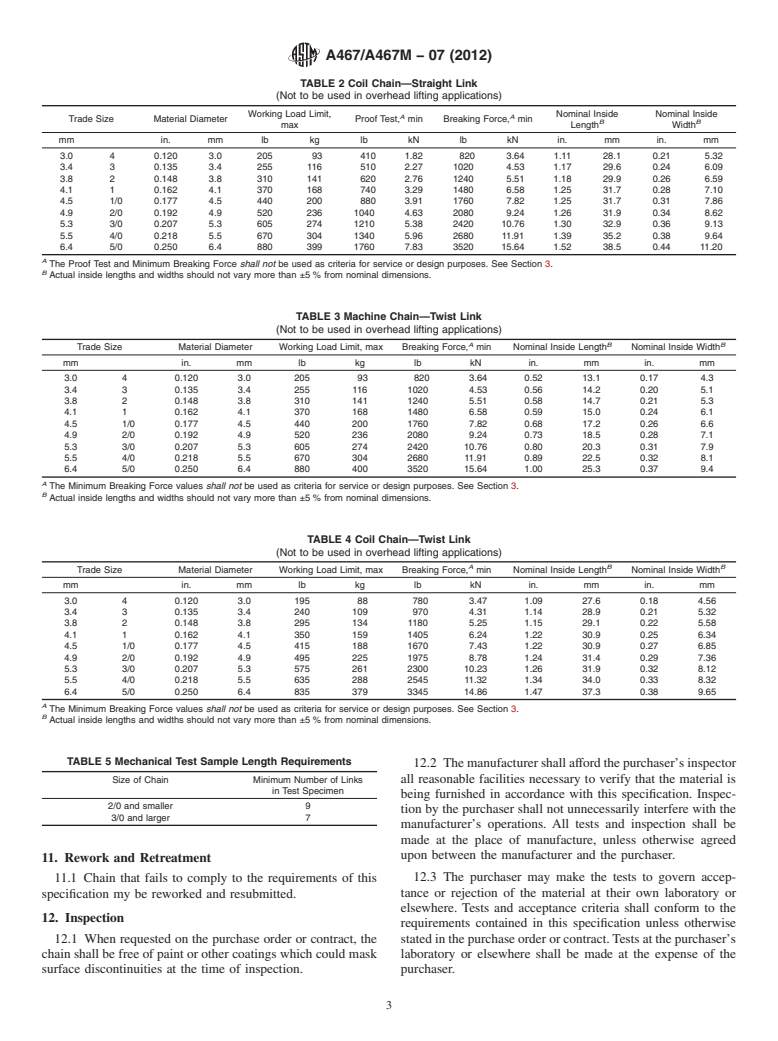 ASTM A467/A467M-07(2012) - Standard Specification for Machine and Coil Chain