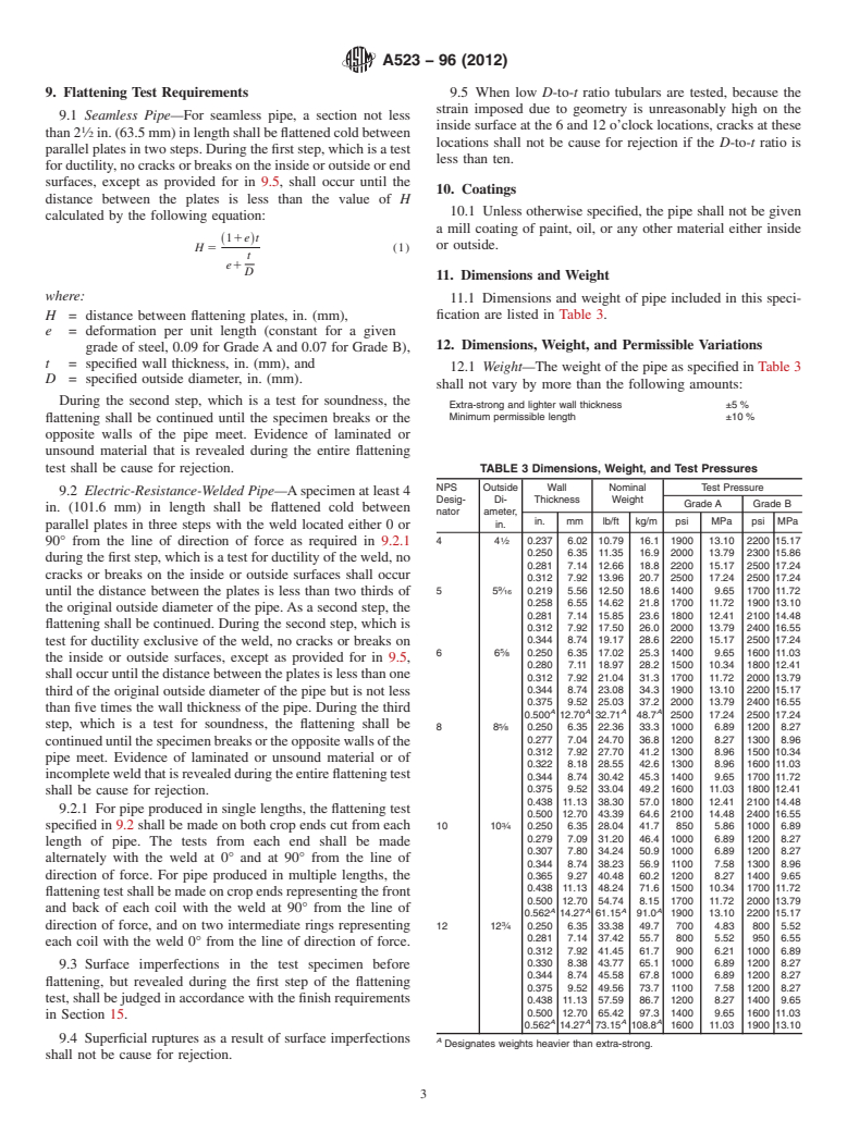 ASTM A523-96(2012) - Standard Specification for Plain End Seamless and Electric-Resistance-Welded Steel Pipe for High-Pressure Pipe-Type Cable Circuits