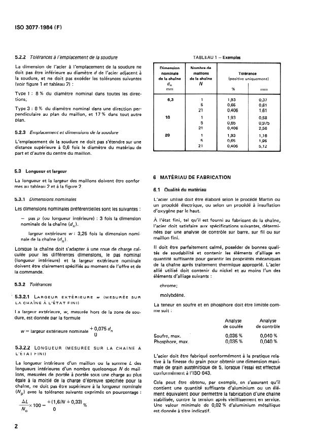 ISO 3077:1984 ISO 3077:1984 - Chaînes de levage a maillons courts, classe T (8), calibrées, pour palans a chaînes et autres appareils de levage - Page 4 preview