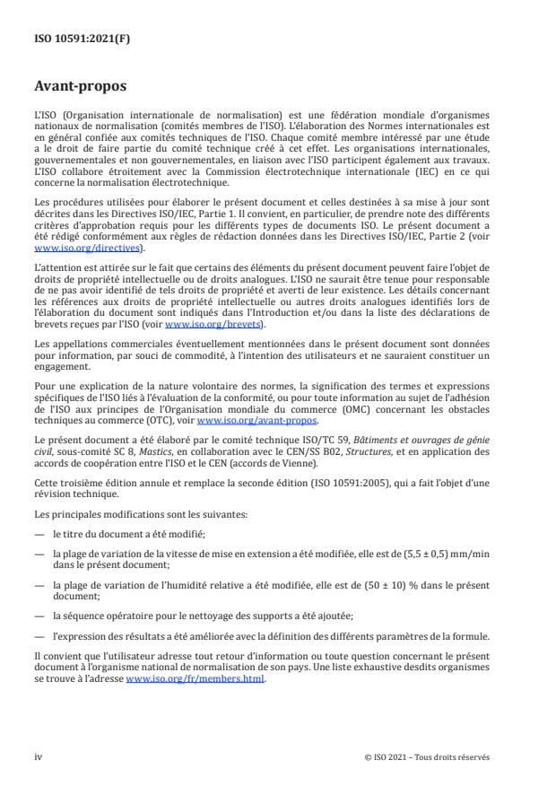 ISO 10591:2021 ISO 10591:2021 - Mastics pour bâtiments et ouvrages de génie civil -- Détermination des propriétés d'adhésivité/cohésion des mastics après immersion dans l'eau - Page 4 preview