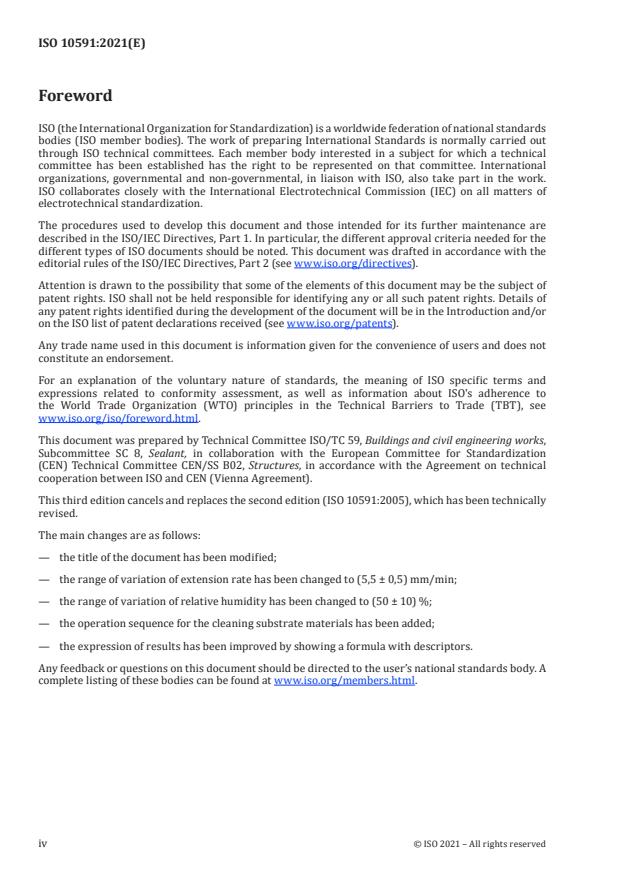 ISO 10591:2021 ISO 10591:2021 - Building and civil engineering sealants -- Determination of adhesion/cohesion properties of sealants after immersion in water - Page 4 preview