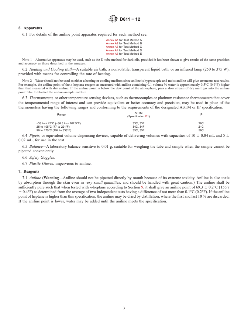 REDLINE ASTM D611-12 - Standard Test Methods for Aniline Point and Mixed Aniline Point of Petroleum Products  and Hydrocarbon Solvents