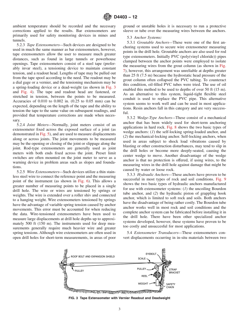 ASTM D4403-12 - Standard Practice for  Extensometers Used in Rock