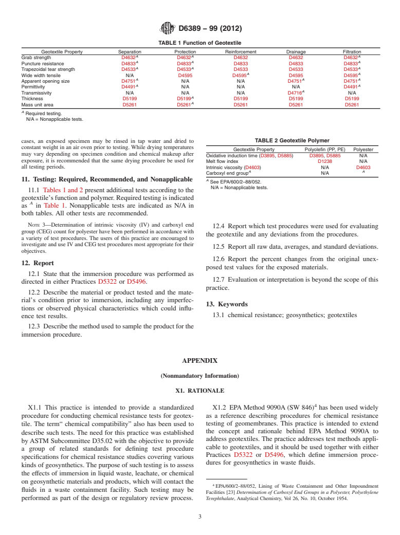 ASTM D6389-99(2012) - Standard Practice for  Tests to Evaluate the Chemical Resistance of Geotextiles to   Liquids