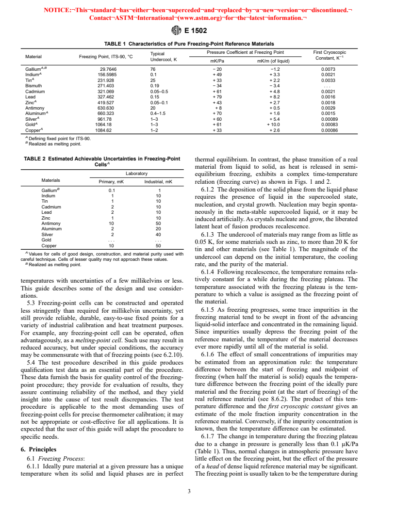 ASTM E1502-98 - Standard Guide for Use of Freezing-Point Cells for Reference Temperatures