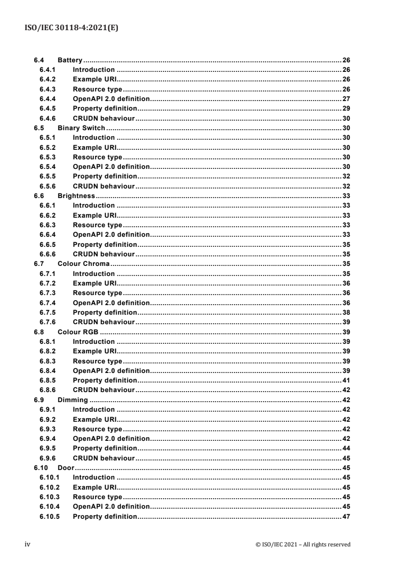 ISO/IEC 30118-4:2021 ISO/IEC 30118-4:2021 - Information technology — Open Connectivity Foundation (OCF) Specification — Part 4: Resource type specification
Released:10/18/2021 - Page 4 preview