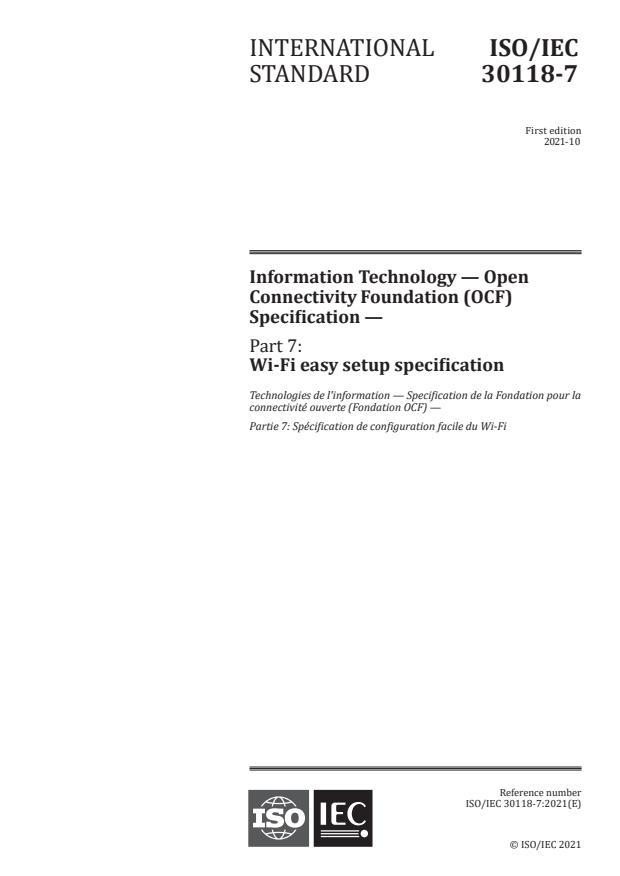 ISO/IEC 30118-7:2021 - Information Technology – Open Connectivity Foundation (OCF) Specification