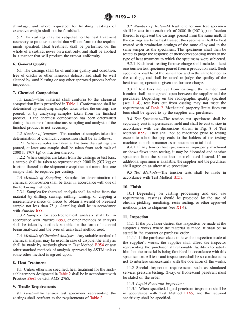 ASTM B199-12 - Standard Specification for Magnesium-Alloy Permanent Mold Castings