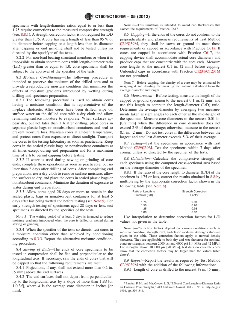 ASTM C1604/C1604M-05(2012) - Standard Test Method for  Obtaining and Testing Drilled Cores of Shotcrete