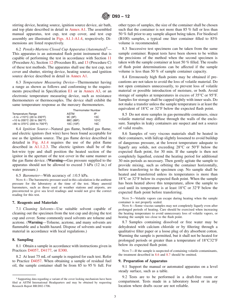 ASTM D93-12 - Standard Test Methods for  Flash Point by Pensky-Martens Closed Cup Tester