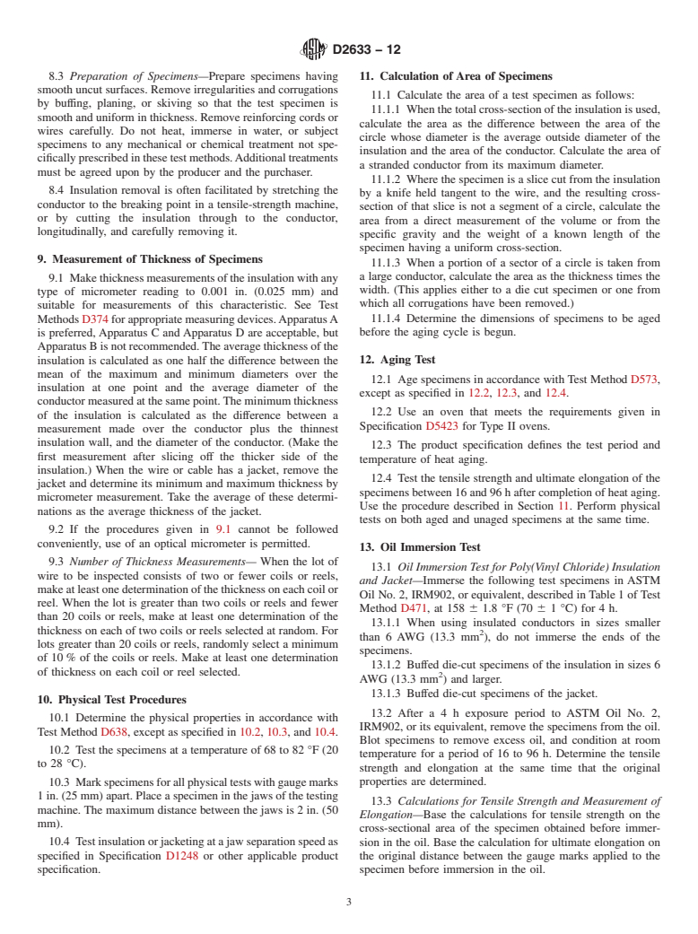 ASTM D2633-12 - Standard Test Methods for  Thermoplastic Insulations and Jackets for Wire and Cable