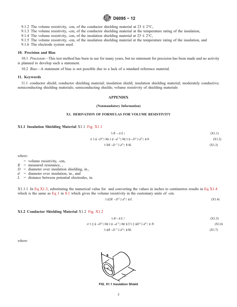 REDLINE ASTM D6095-12 - Standard Test Method for  Longitudinal Measurement of Volume Resistivity for Extruded   Crosslinked and Thermoplastic Semiconducting Conductor and Insulation   Shielding Materials