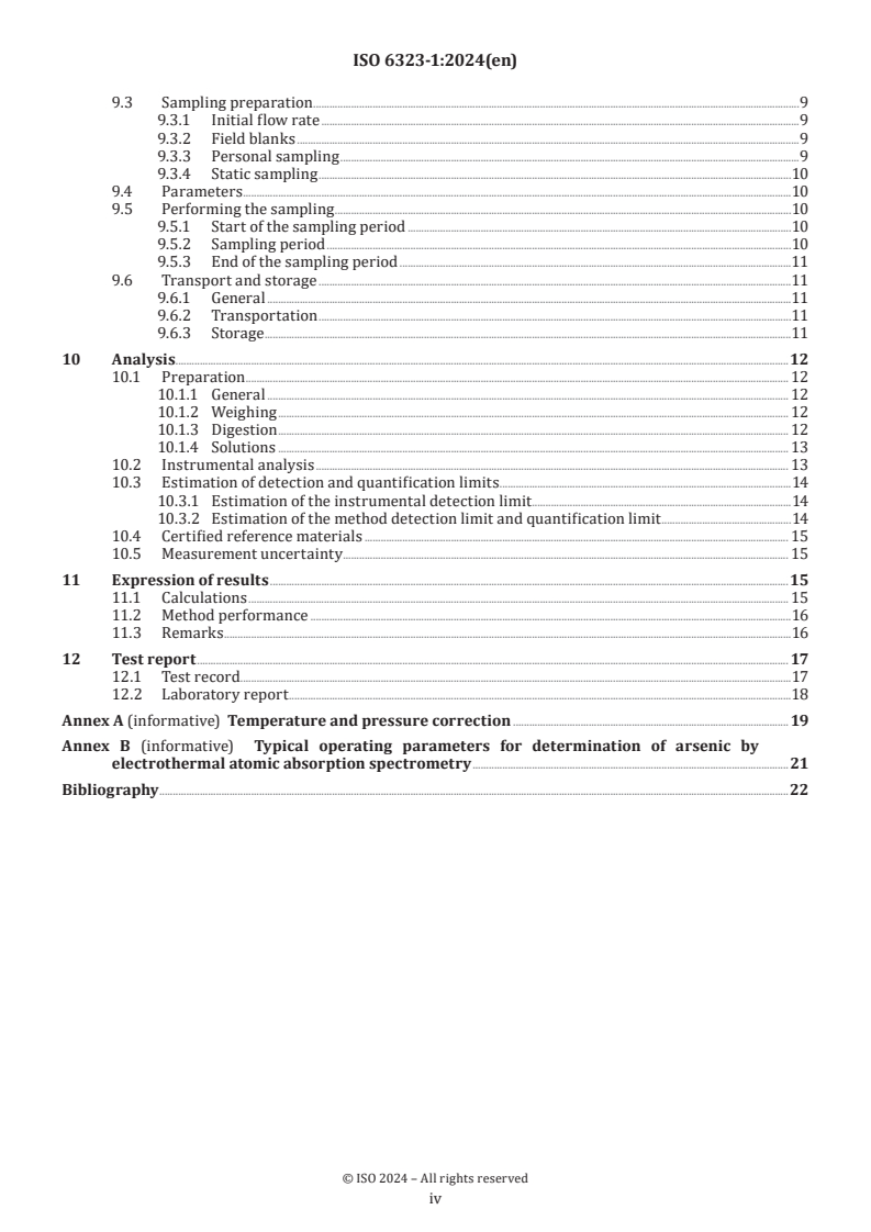 ISO 6323-1:2024 ISO 6323-1:2024 - Workplace air — Determination of arsenic and arsenic compounds by electrothermal atomic absorption spectrometry — Part 1: Arsenic and arsenic compounds, except arsine by ET-AAS
Released:21. 06. 2024 - Page 4 preview
