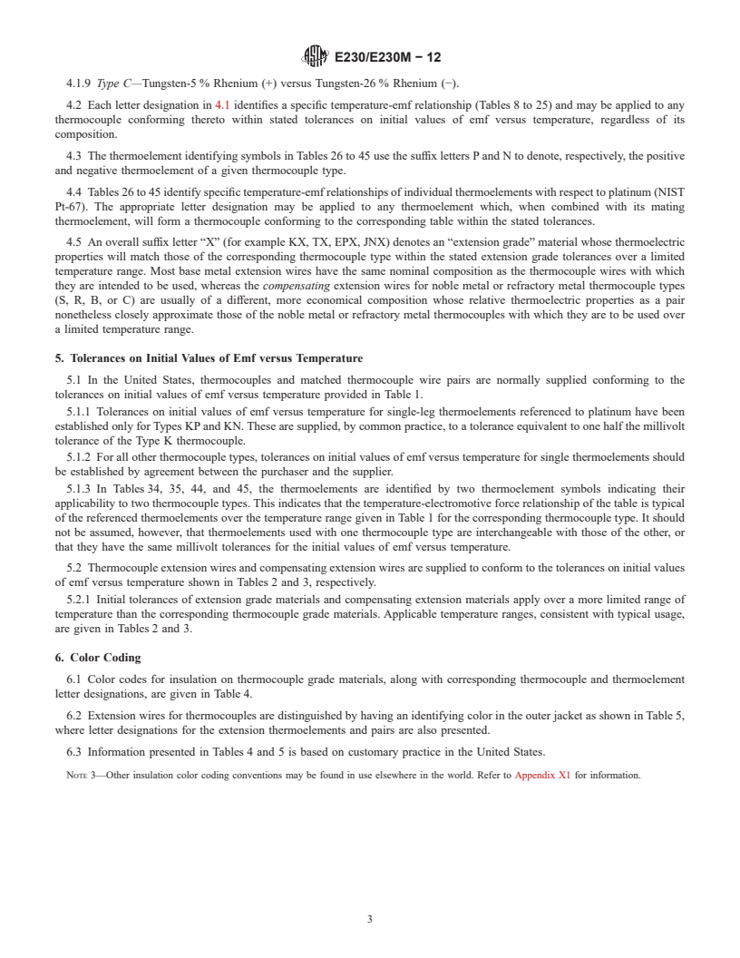 REDLINE ASTM E230/E230M-12 - Standard Specification and Temperature-Electromotive Force (emf) Tables for Standardized Thermocouples