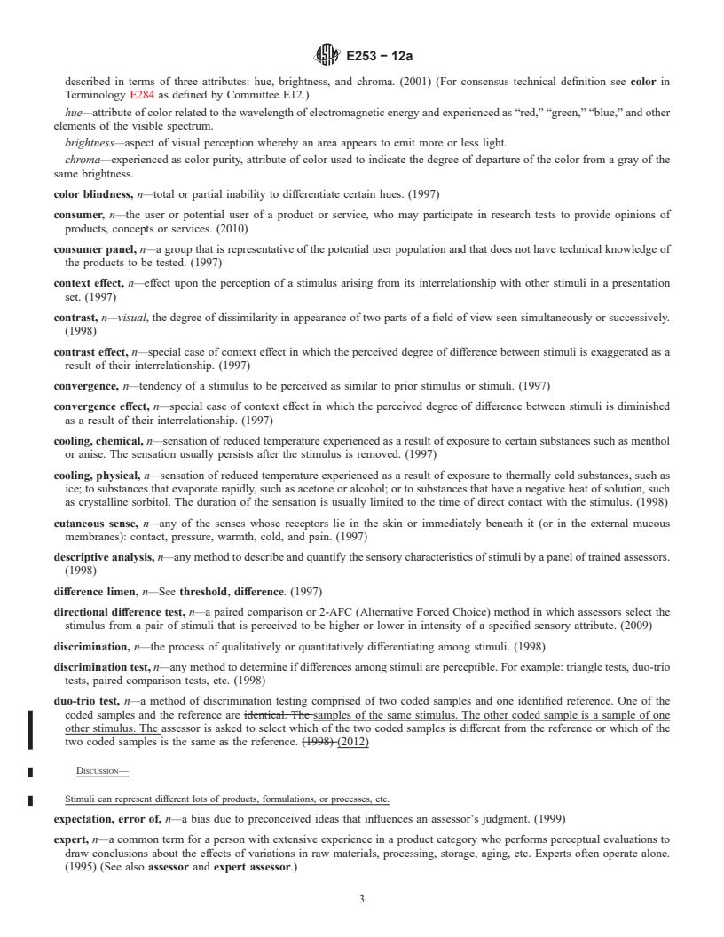 REDLINE ASTM E253-12a - Standard Terminology Relating to  Sensory Evaluation of Materials and Products