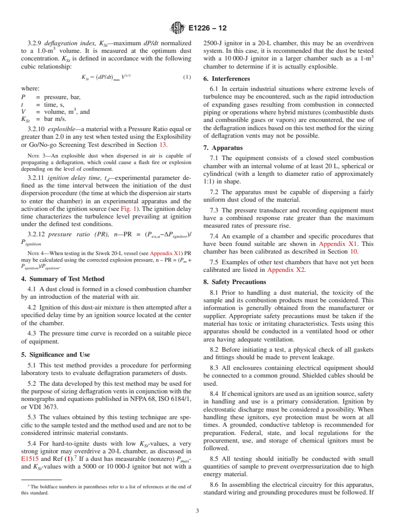 ASTM E1226-12 - Standard Test Method for Explosibility of Dust Clouds