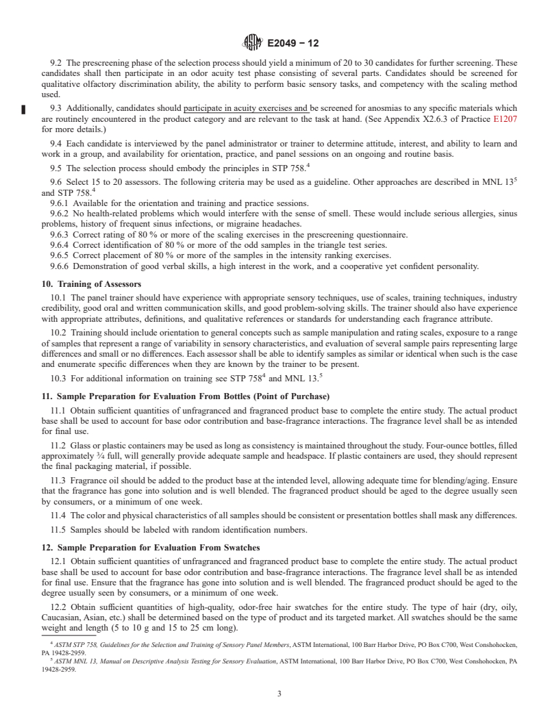 REDLINE ASTM E2049-12 - Standard Guide for  Quantitative Attribute Evaluation of Fragrance/Odors for Shampoos  and Hair Conditioners by Trained Assessors