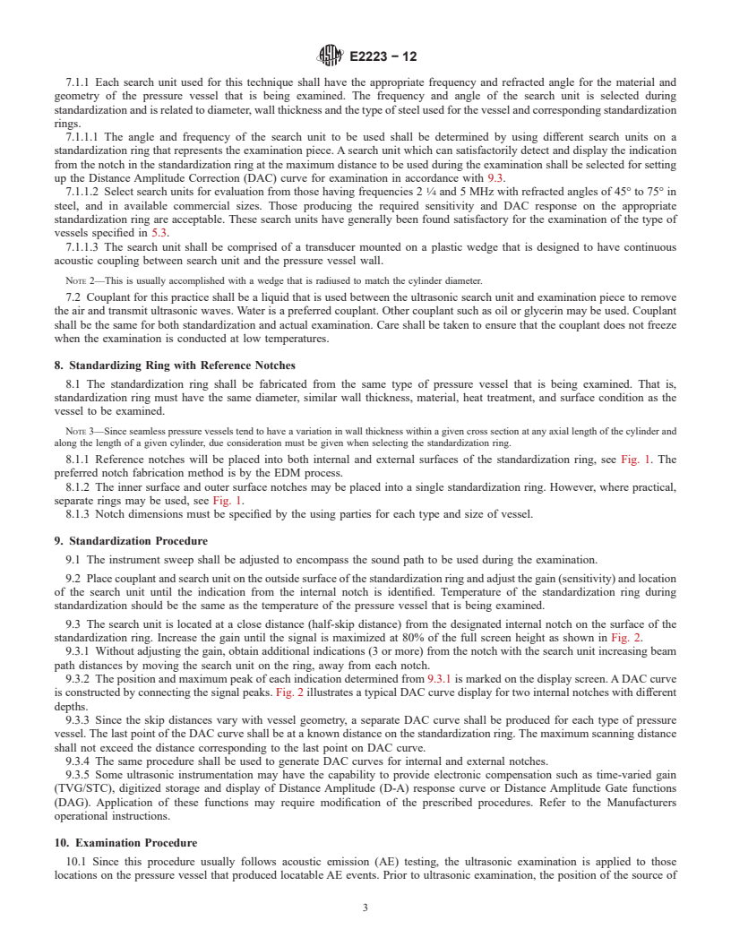 REDLINE ASTM E2223-12 - Standard Practice for  Examination of Seamless, Gas-Filled, Steel Pressure Vessels  Using Angle Beam Ultrasonics