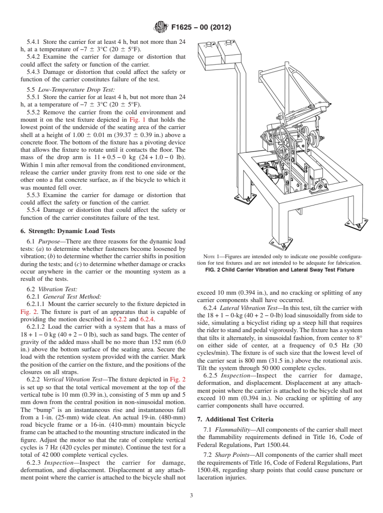 ASTM F1625-00(2012) - Standard Specification and Test Method for Rear-Mounted Bicycle Child Carriers