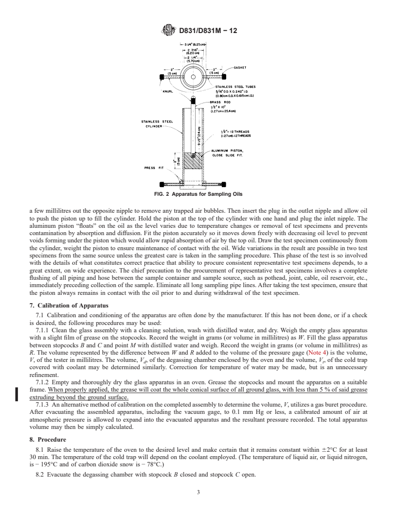 REDLINE ASTM D831/D831M-12 - Standard Test Method for Gas Content of Cable and Capacitor Oils