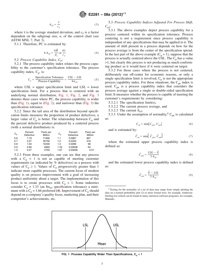 ASTM E2281-08a(2012)e1 - Standard Practice for Process and Measurement Capability Indices